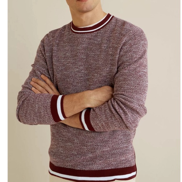 NWT - Mango Men’s Contrast-Edge Flecked Sweater - US Size S - Picture 2 of 8